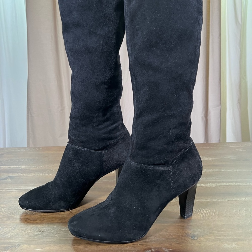 Coach Black faux suede and Leather Knee Boots size 8.5